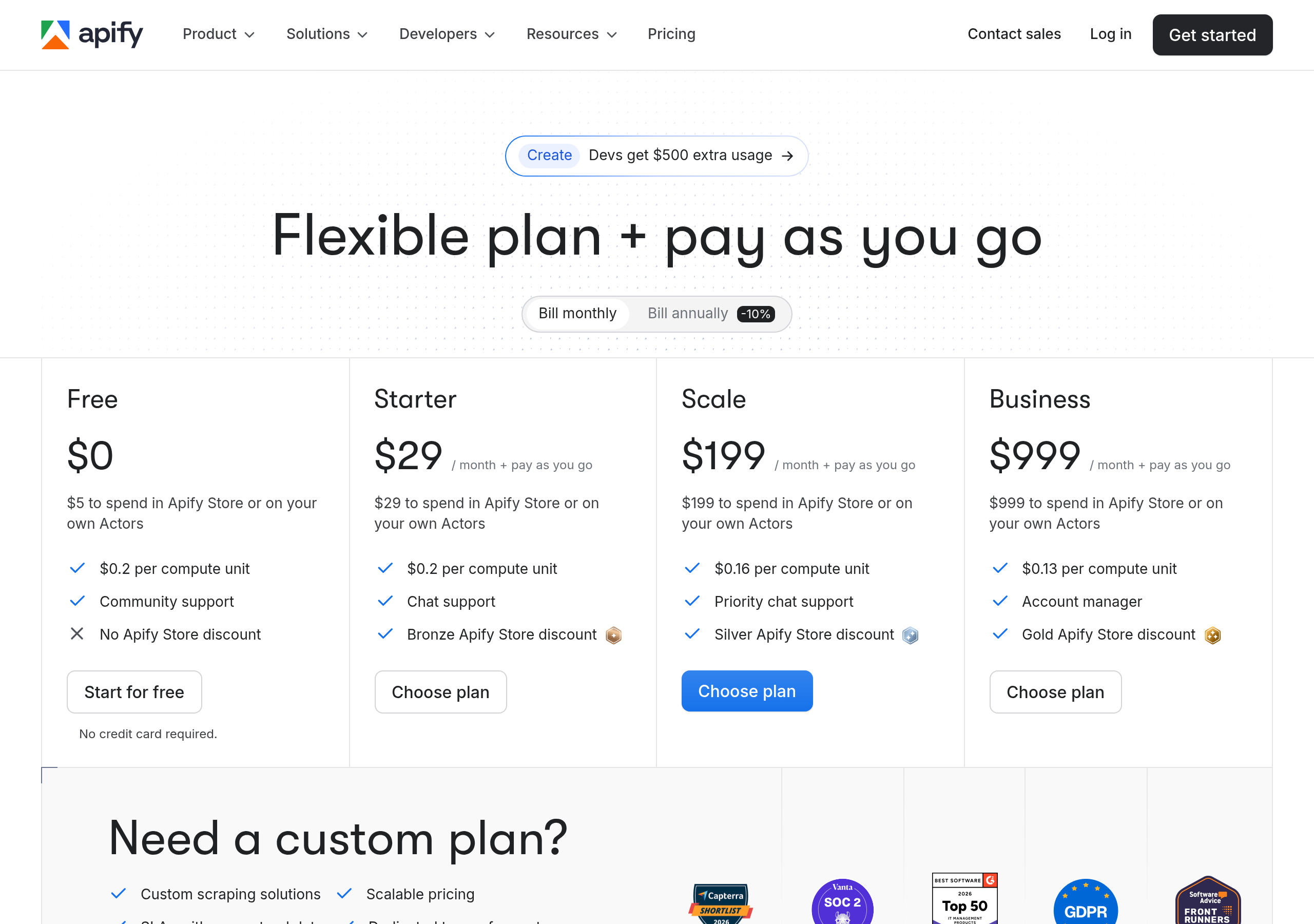 apify pricing